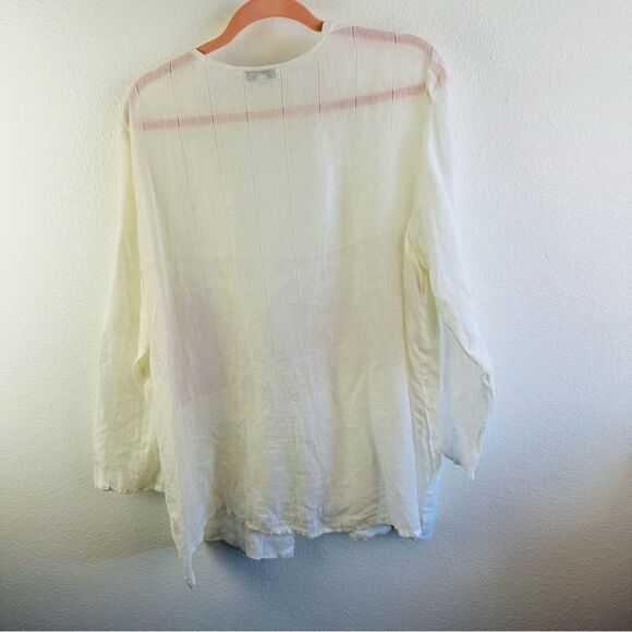 Tamotsu White Linen Open Cardigan Size 16 - Picture 4 of 4